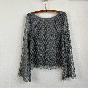 Anthro The Addison Story Lace Feathered Bell Sleeve Top